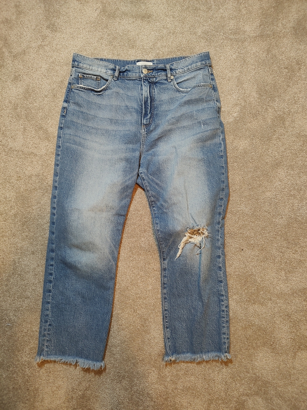 LOFT Light Blue Straight-Leg Distressed Jeans
